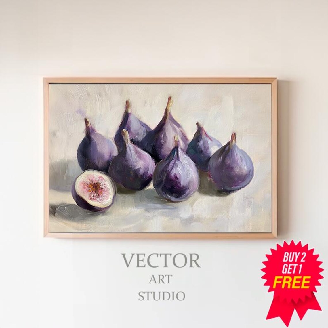 Muted Figs Painting Art Vintage Fruit Still Life