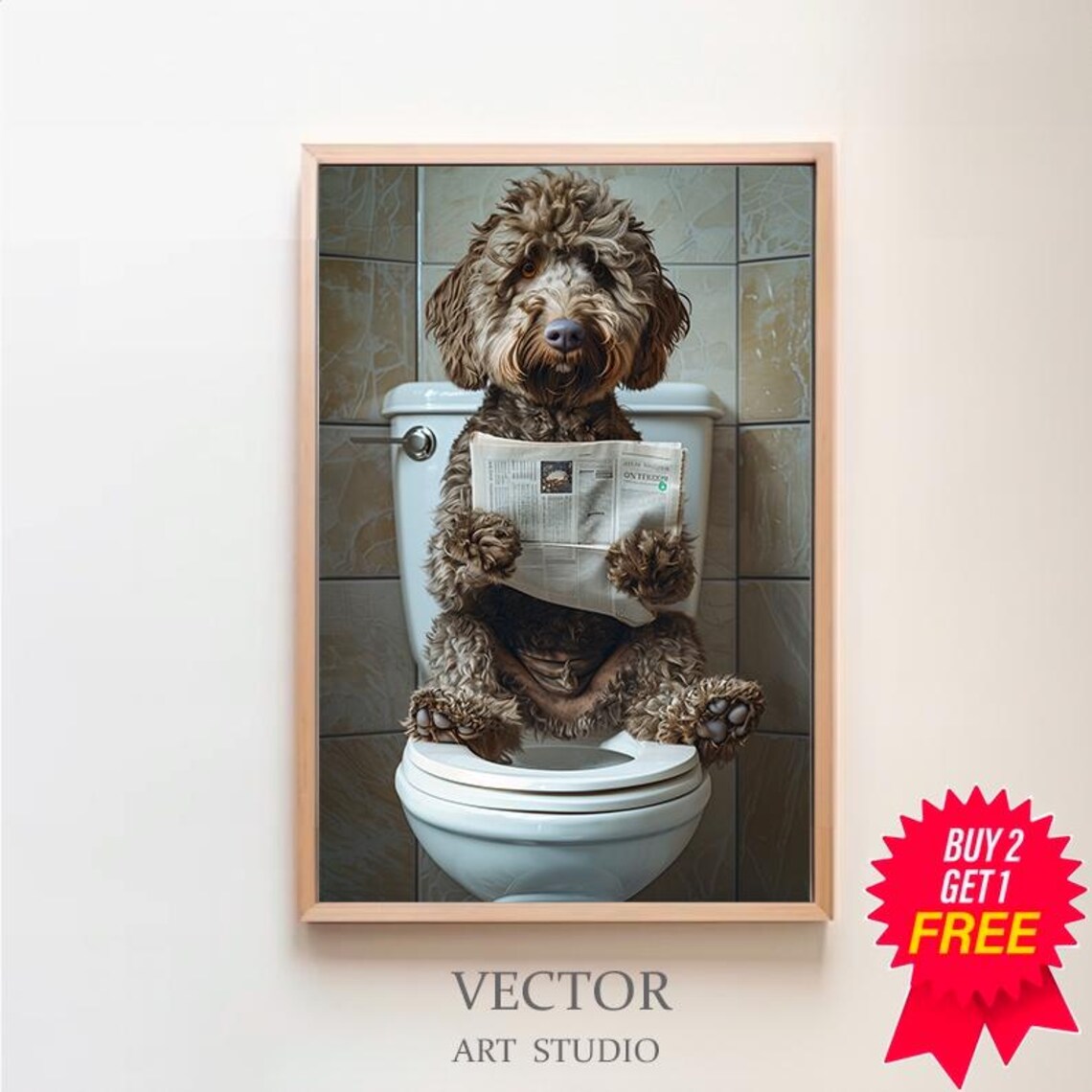 Labradoodle Auf Toilette Und Liest Zeitung Badezimmer Bild Badezimmer Deko Labradoodle Geschenk Einrichtung Ideen Badezimmer Funny Picture