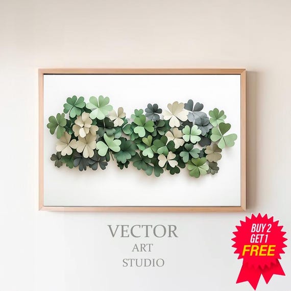 St Patricks Day Frame Tv Art Watercolor Shamrock 3d Frame Tv Art Modern Organic Decor Clover Earth Tone Lg Gallery