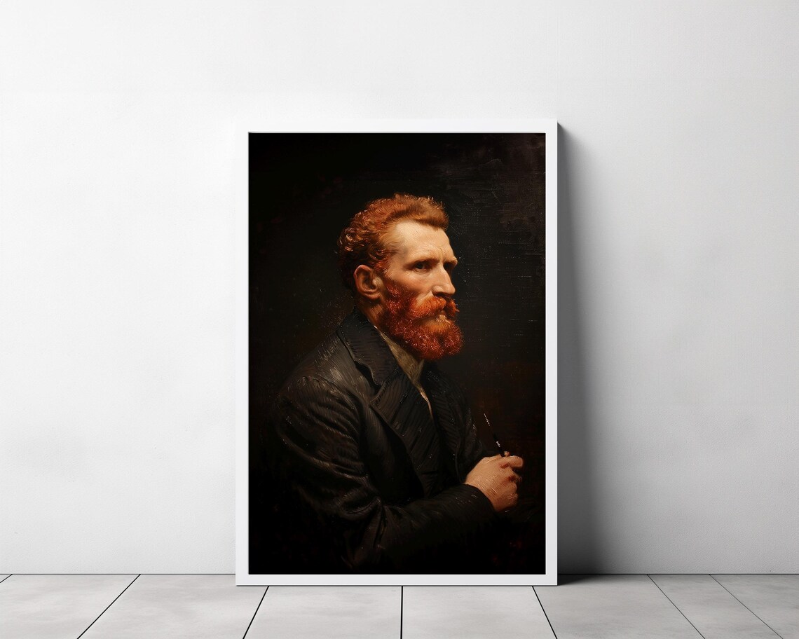 Moody Red-Bearded Artist Holding Brush Vintage Dark Oil Portrait Poster - Image 3