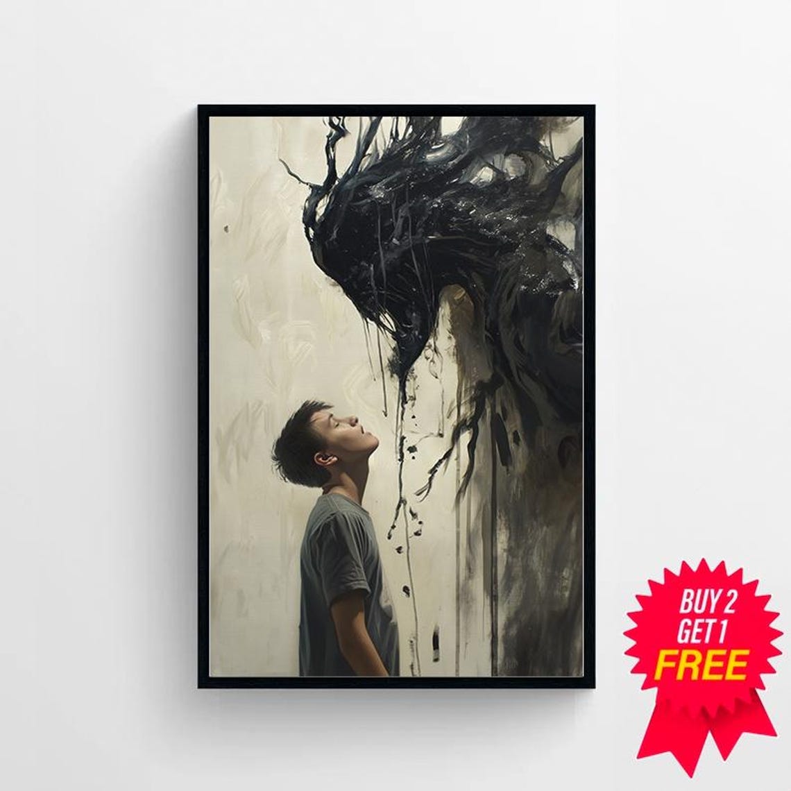 Devil Embrace Woman In Burgundy With Demon Behind Gothic Poster - Image 4