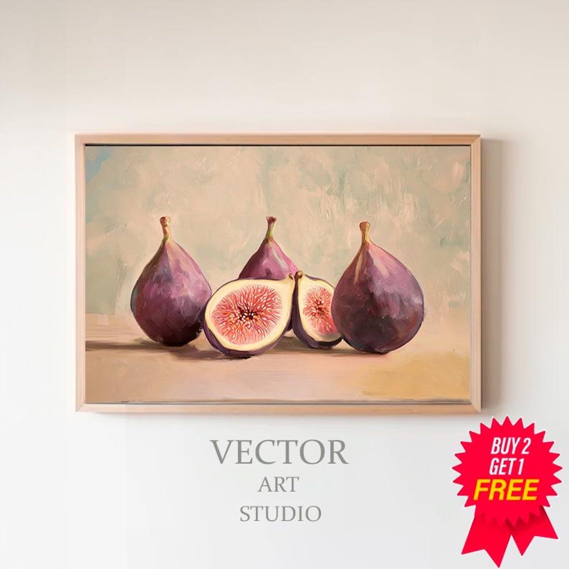 Three Purple Figs With Halved Fig Kitchen Still Life Painting Poster