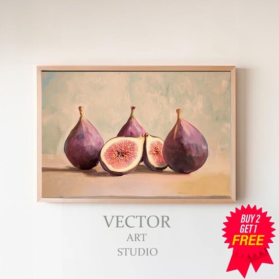 Muted Figs Painting Art Vintage Fruit Still Life