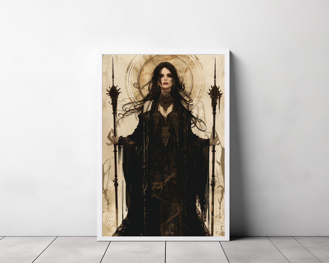 Hecate Dark Greek Goddess Holding Twin Torches Gothic Art Poster - Image 3