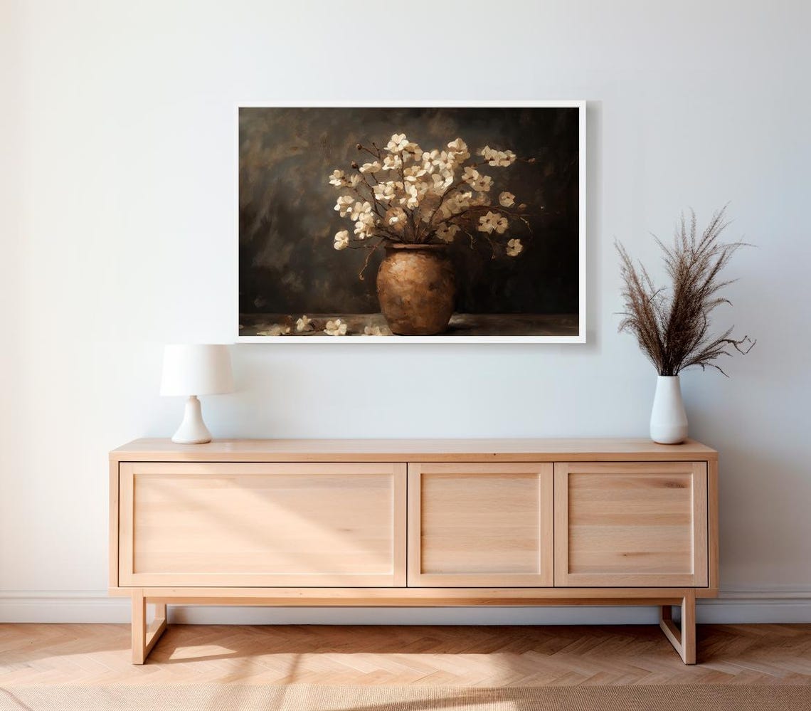 Moody Floral In Vintage Vase Art Fall Art Vintage Artwork - Image 2