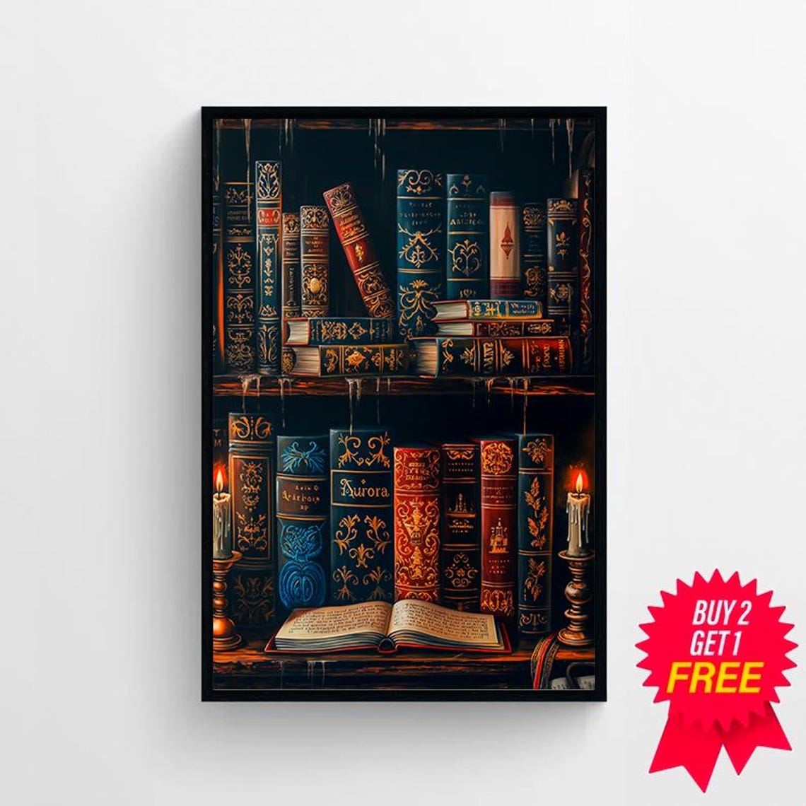 Victorian Book Shelf Vintage Poster Art Poster Print Dark Academia Reading Gifts Gothic Victorian - Image 4