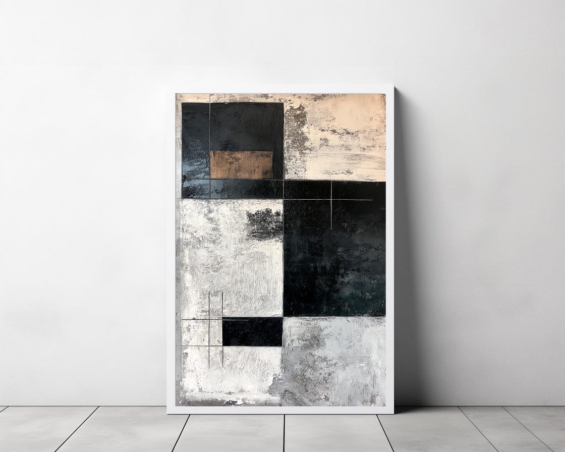 Wabi Sabi Wall Art Wabi Sabi Abstract Art Prints Black And Beige Abstract Art Modern Minimalist Wall Art - Image 3