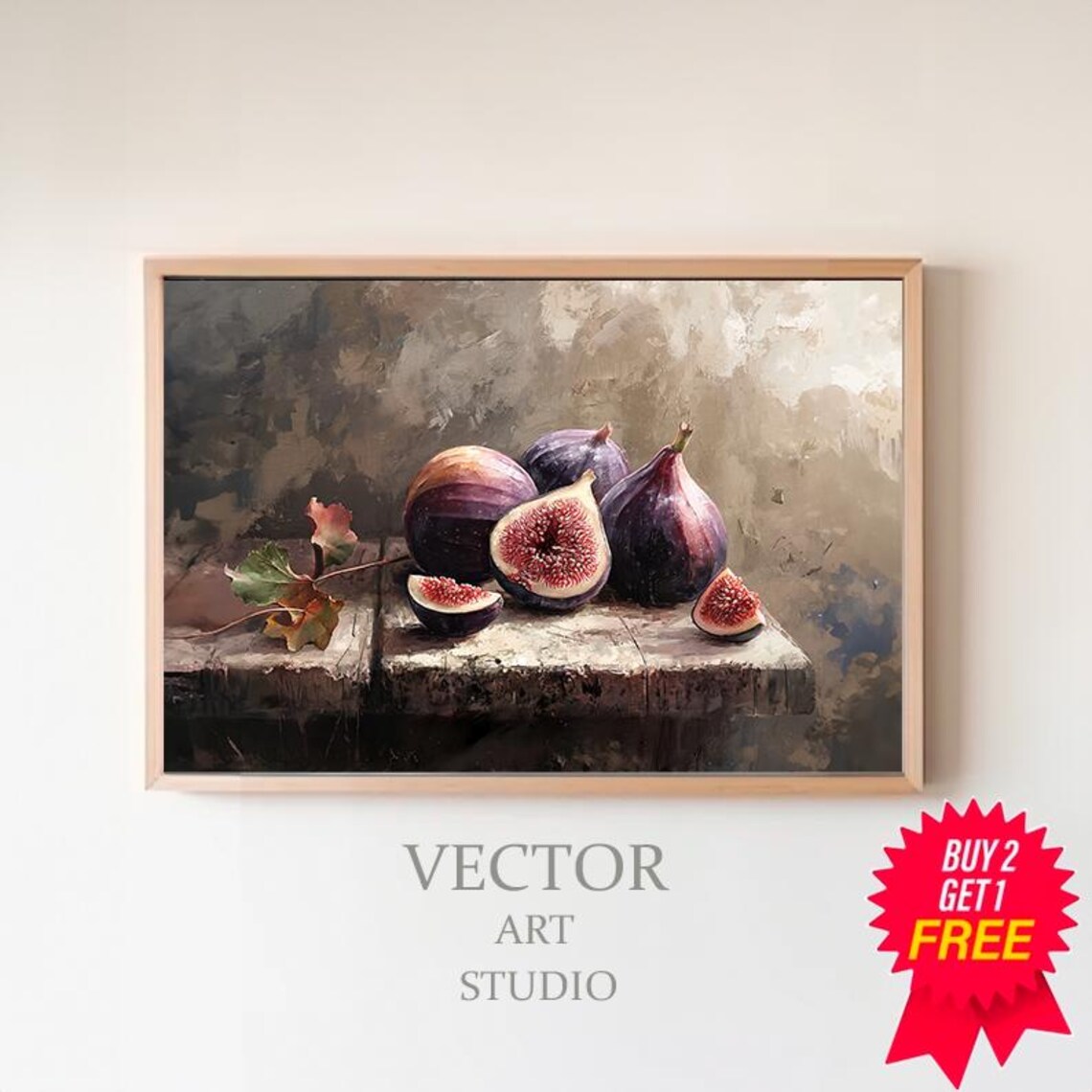 Dark Moody Figs Still Life, Rustic Cottagecore Art Print