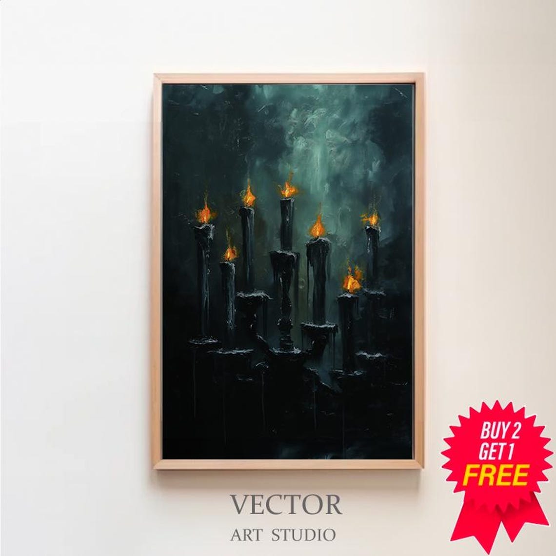 Halloween Decor Black Candles Vintage Style Halloween Moody Dark Academia Wall Art