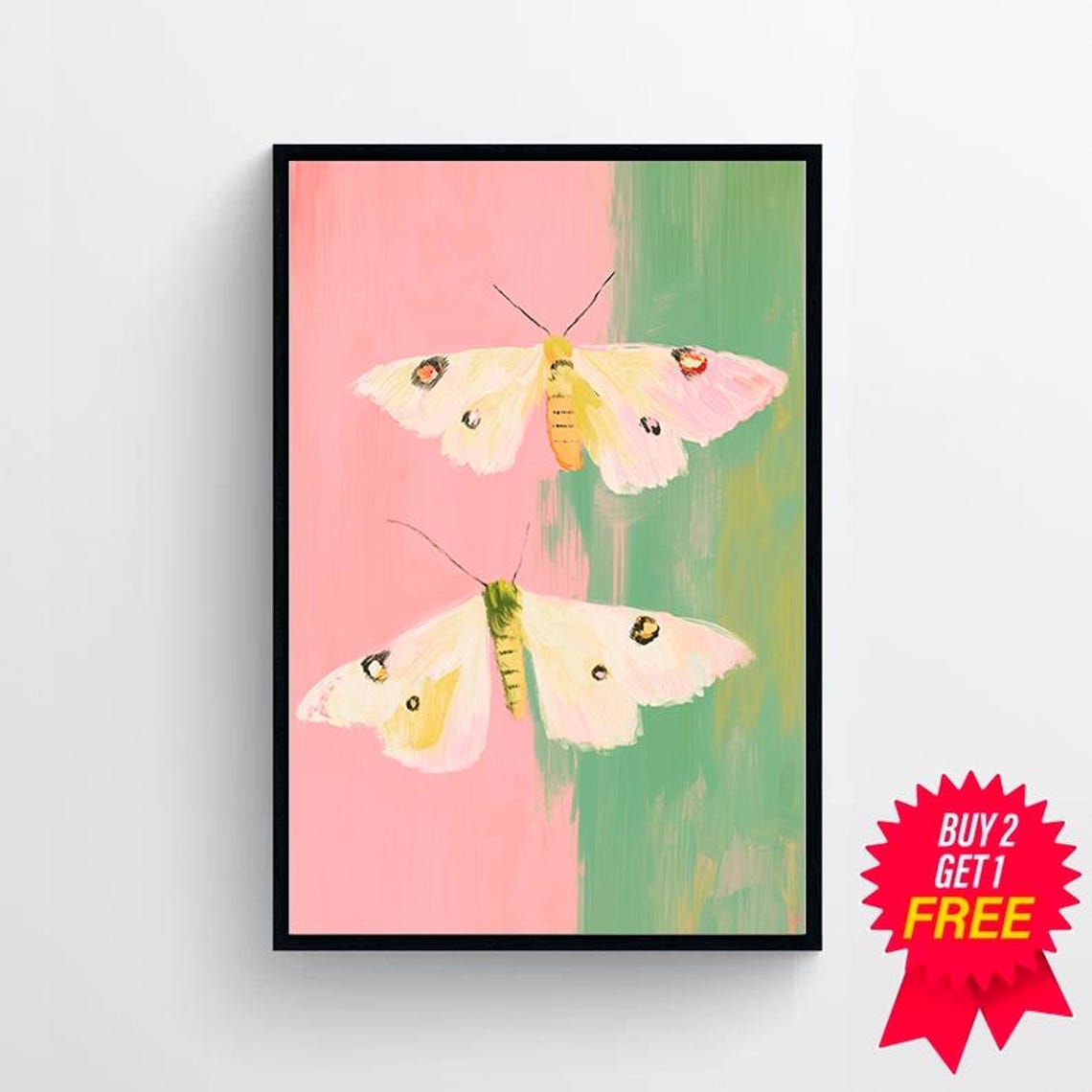 Colorful Moth Painting Vibrant Insect Wall Art Print Animal Lover Bright Bug Portrait Kids Room Playroom - Image 4