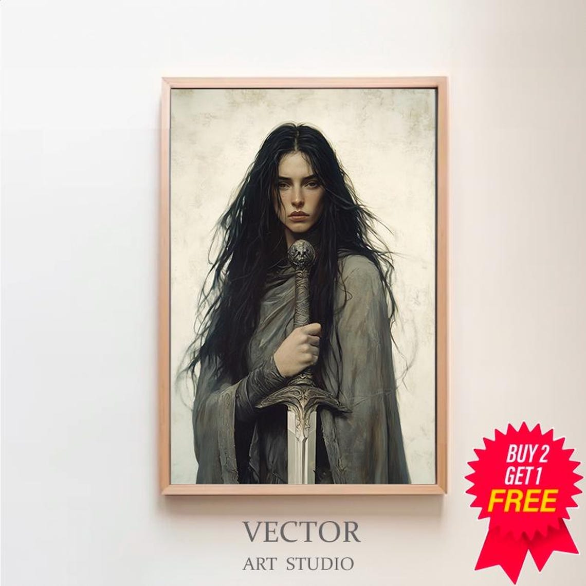 Hecate Greek Goddess of Magic Warrior With Sword Tonalism Art Poster