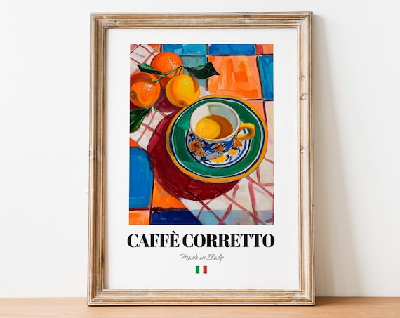 Caffè Corretto Made in Italy Espresso Cup Still Life Art Poster