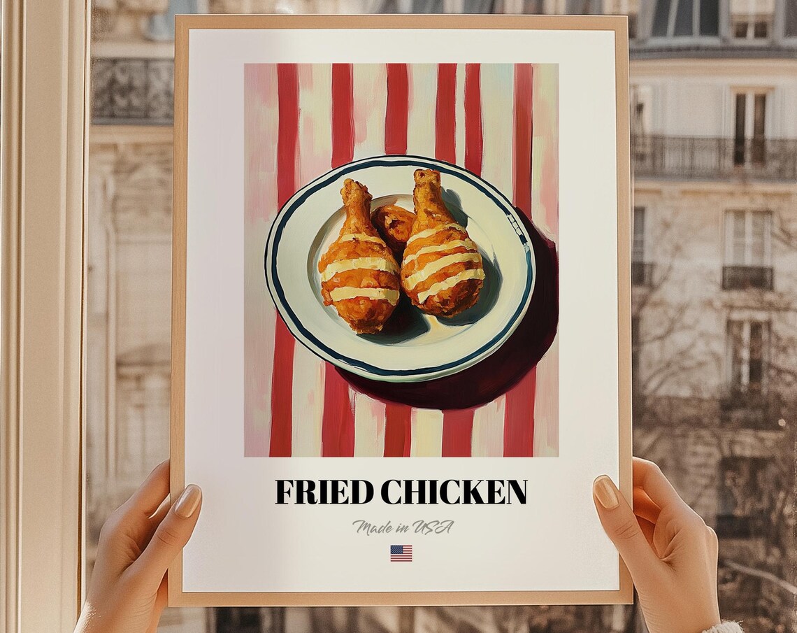 Fried Chicken Cuisine Poster, Cafe Decor