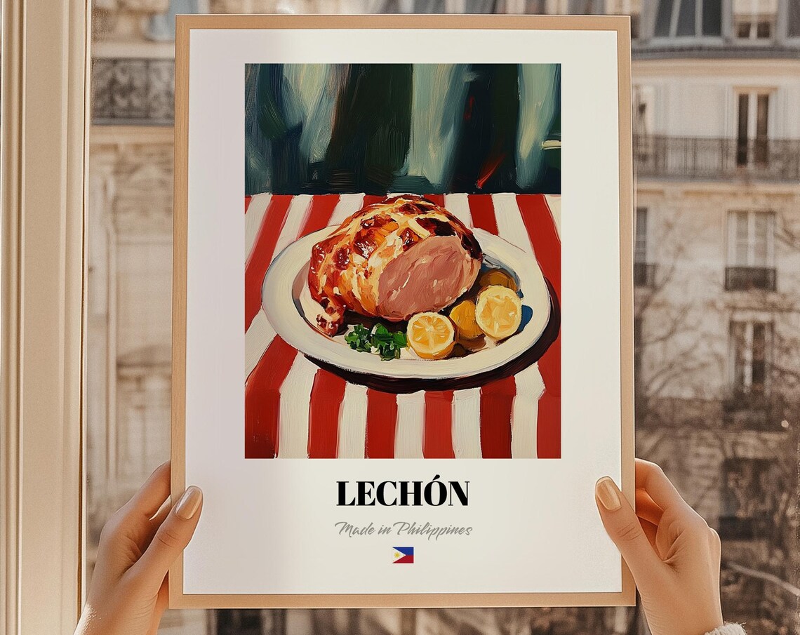 Lechon Filipino Roast Pork Feast Food Illustration Kitchen Wall Decor Poster