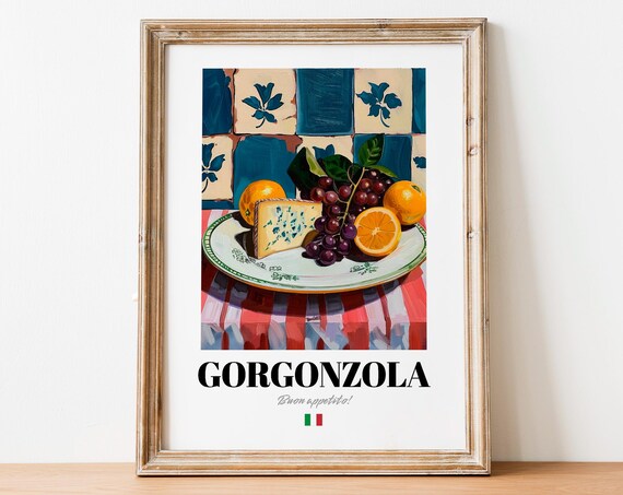 Italian Gorgonzola Poster Blue Cheese Art For Foodie Spaces