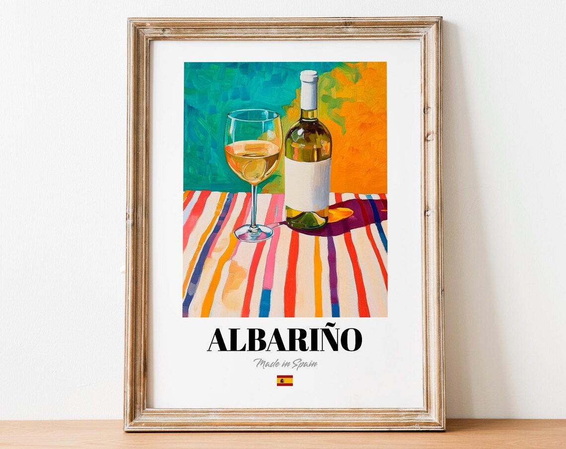 Albario Wine Wall Art Print Poster Refreshing White Artwork For Kitchens