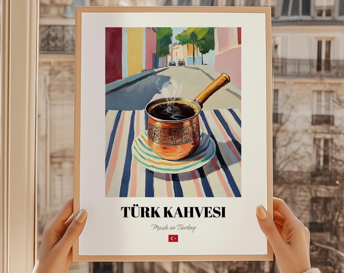 Turk Kahvesi Turkish Coffee Copper Cezve Illustration Poster