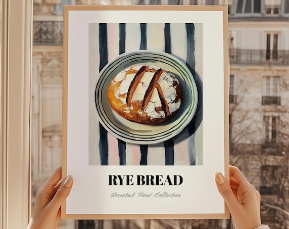 Rustic Rye Bread Loaf Essential Food Collection Kitchen Poster