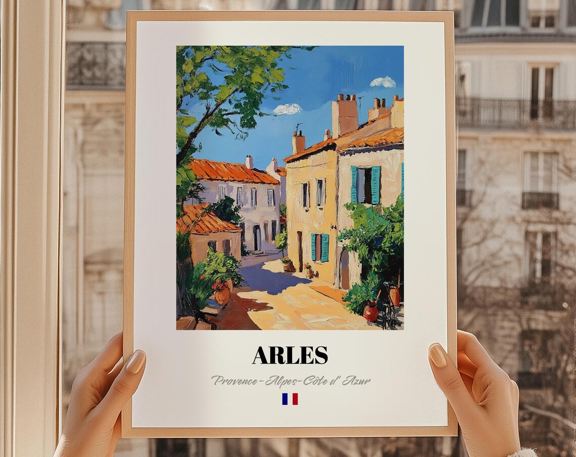 Arles France Terracotta Roofs Sunny Village Oil Painting Poster