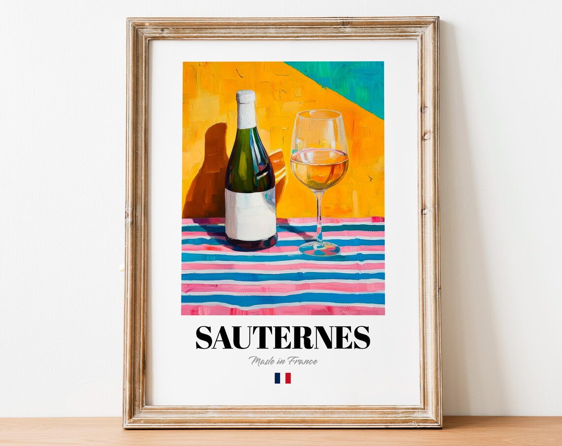 Sauternes Wine Poster Print Sweet French Dessert Art For Homes