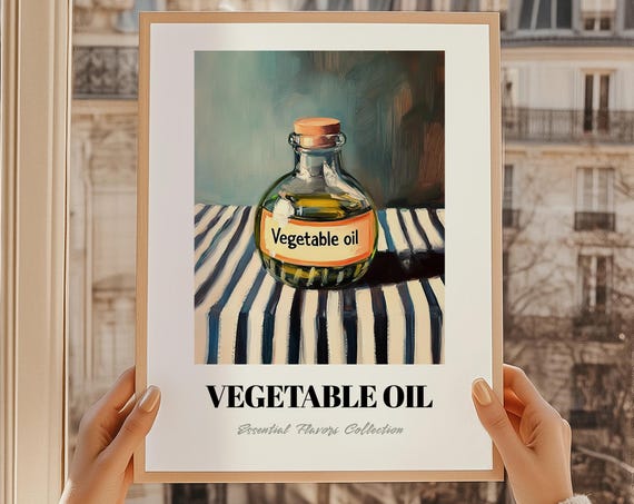 Vegetable Oil Grocery Wall Art Pantry Labels Print Chef Gift Restaurant Decor Kitchen