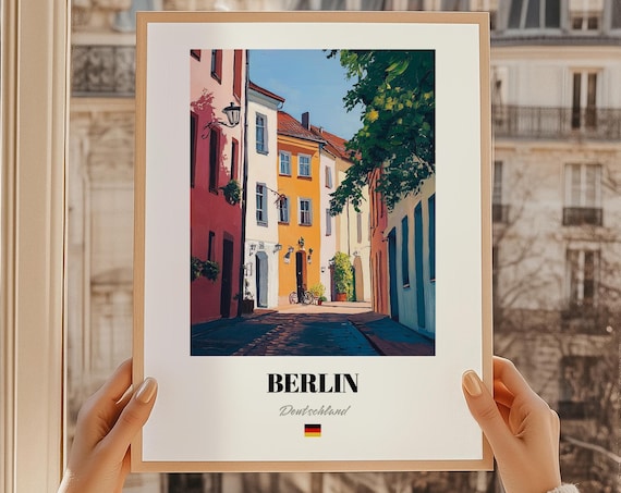 Berlin Deutschland Germany Colorful Old Town Street Oil Painting Poster