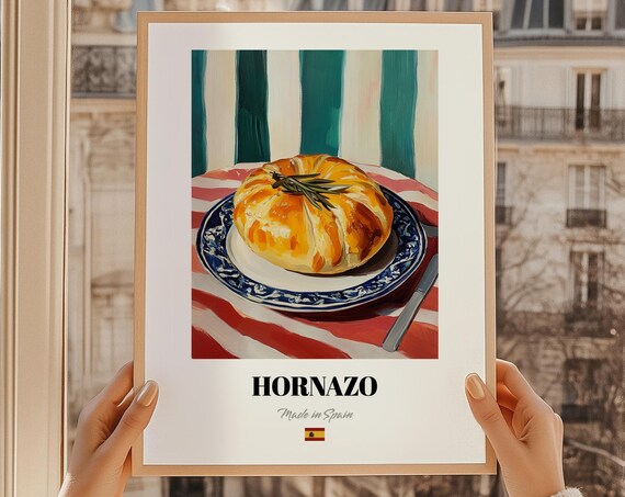 Hornazo Spanish Savory Pie Oil Painting Rustic Kitchen Art Poster