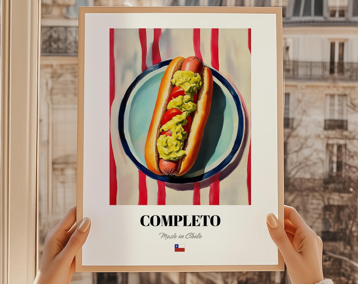 Completo Chilean Cuisine Hot Dog Poster Print