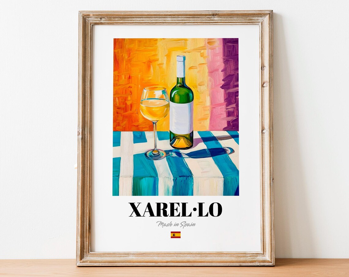 Xarello Wine Wall Art Print Poster Mediterranean White Artwork For Kitchens