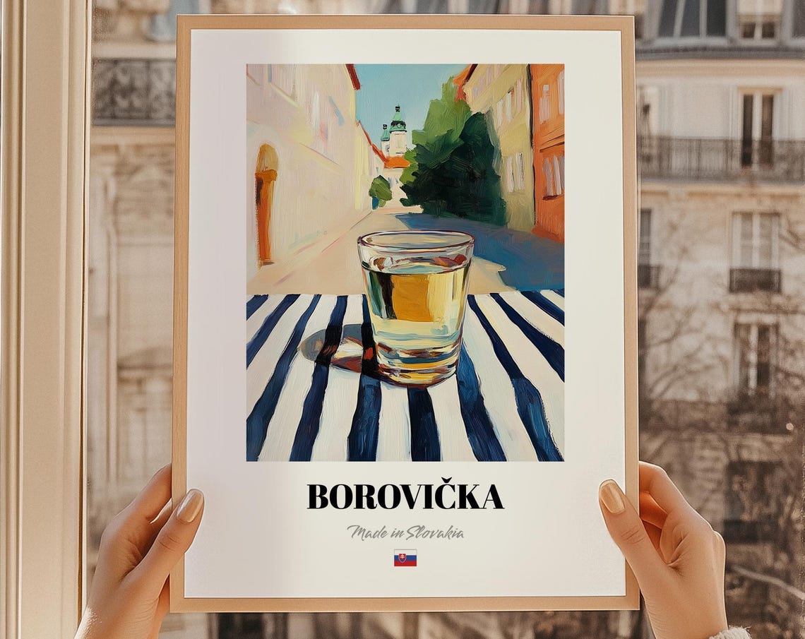 Borovička Slovak Juniper Spirit Vintage Kitchen Bar Art Poster