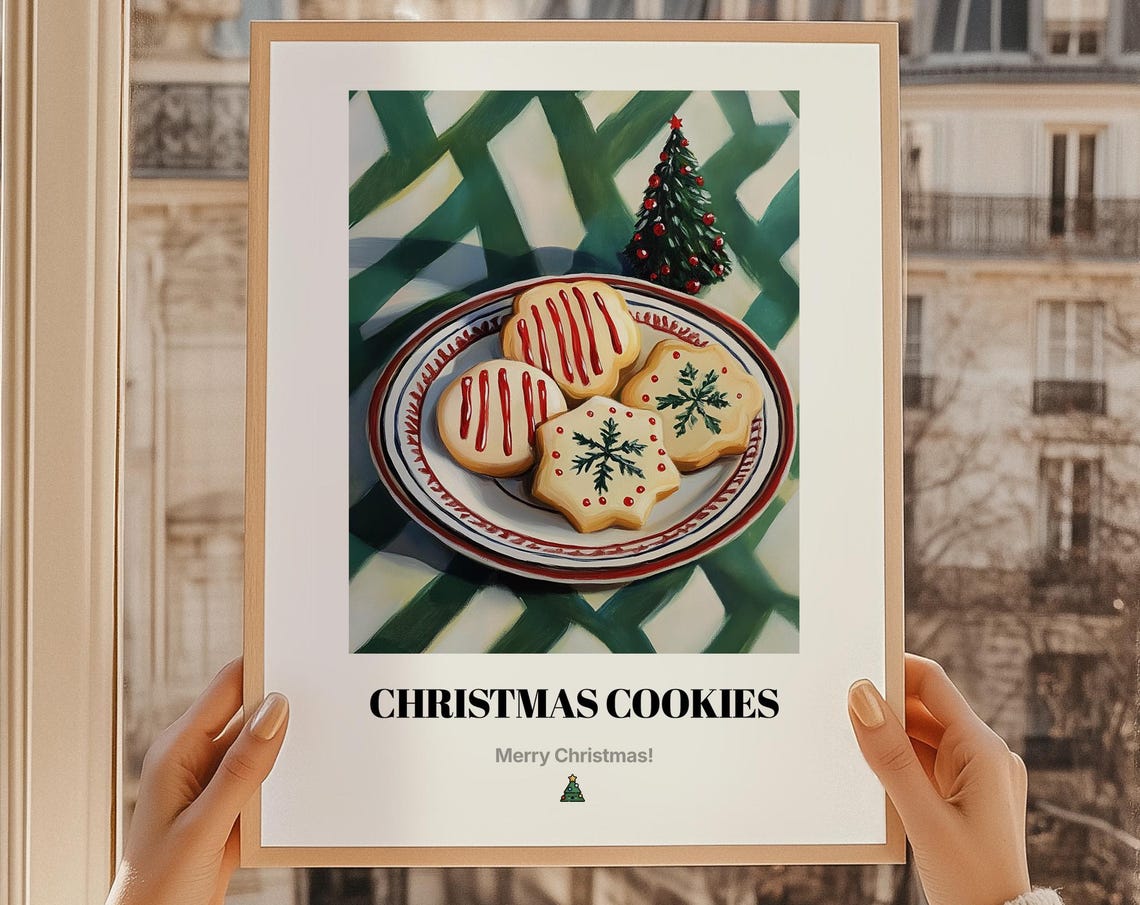 Christmas Cookies Oil Painting Holiday Baking Decorated Sugar Poster