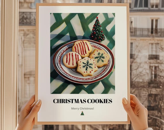 Christmas Cookies Oil Painting Holiday Baking Decorated Sugar Poster