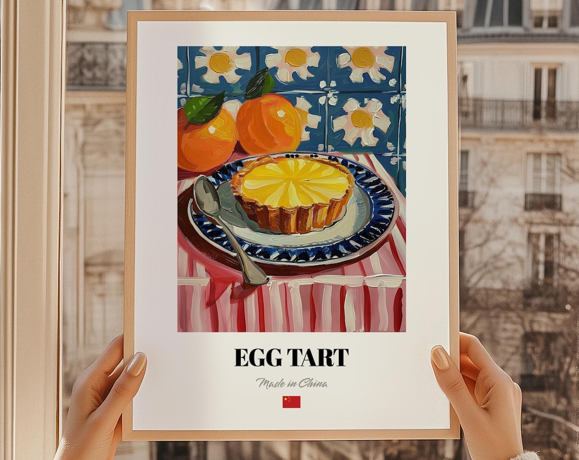 Golden Egg Tart Chinese Dessert Bakery Cuisine Painting Poster