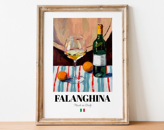 Italian Falanghina Art Print Poster Refreshing Wine Artwork For Bars