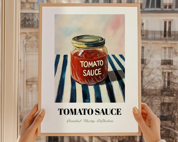 Tomato Sauce Grocery Poster Pantry Print Cooking Gift Restaurant Wall Decor Kitchen Art