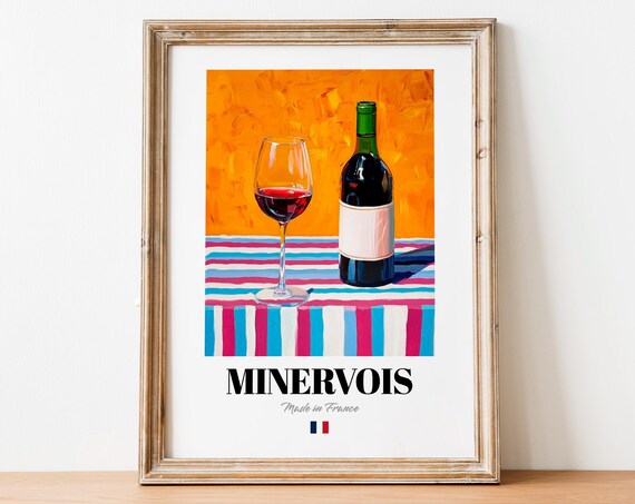 Minervois Wine Wall Art Print Poster Southern French Red For Kitchens