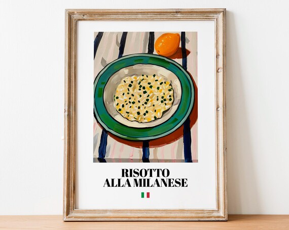 Vintage Risotto Alla Milanese Italian Food Art Poster Kitchen Decor