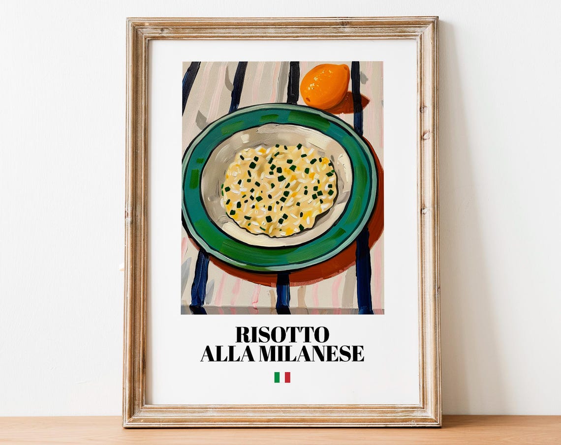 Vintage Risotto Alla Milanese Italian Food Art Poster Kitchen Decor