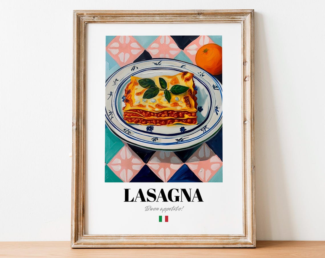 Lasagna Buon Appetito Painted Italian Pasta Slice Trattoria Poster