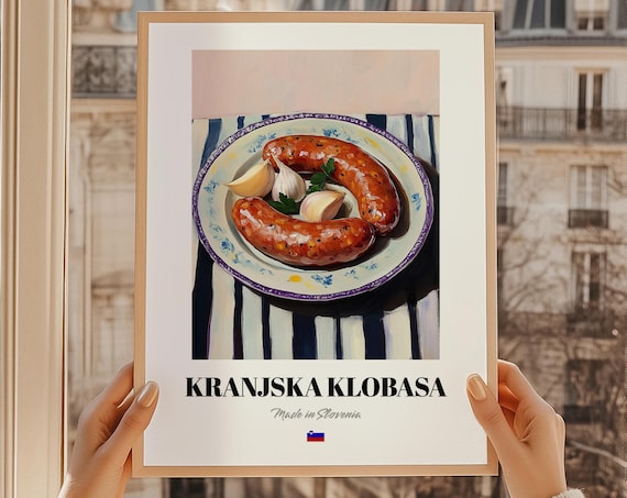 Kranjska Klobasa Carniolan Sausage Wall Art Print Poster Slovenian Cuisine Friend Gift Slovenia Restaurant