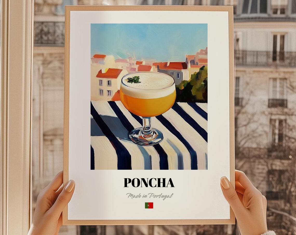 Poncha Portuguese Cocktail Poster Portugal Bar Dcor Wall Art Friend Kitchen Print
