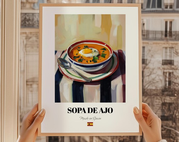 Sopa De Ajo Spanish Food Wall Art Painting Outdoor Bistro Set Poster Kitchen