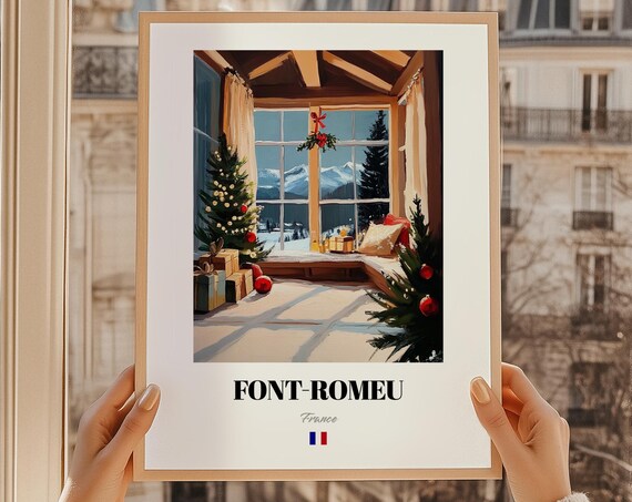 Fontromeu France Ski Resort Wall Art Print Poster Christmas Gift