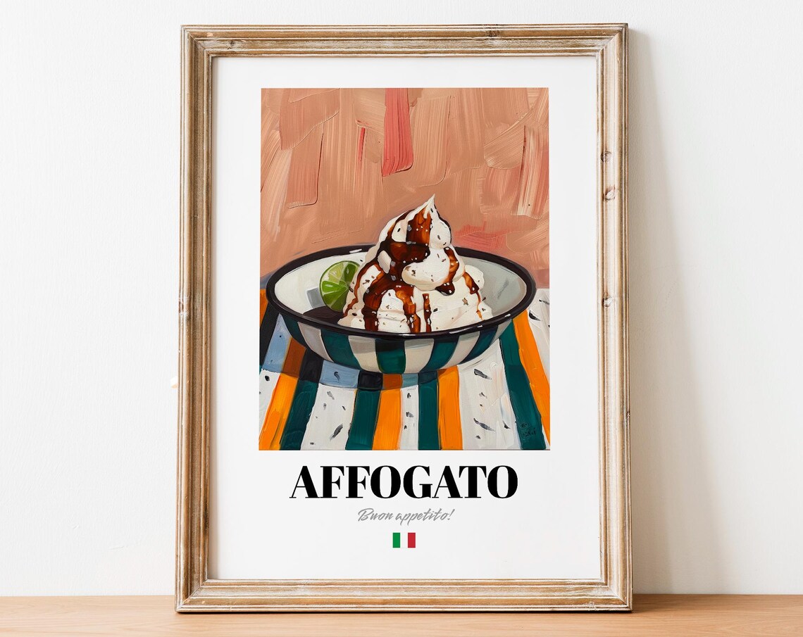 Retro Affogato Art Print, Kitchen and Cafe Decor