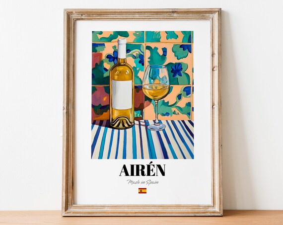 Airn Wine Wall Art Print Poster Crisp White Artwork For Kitchens