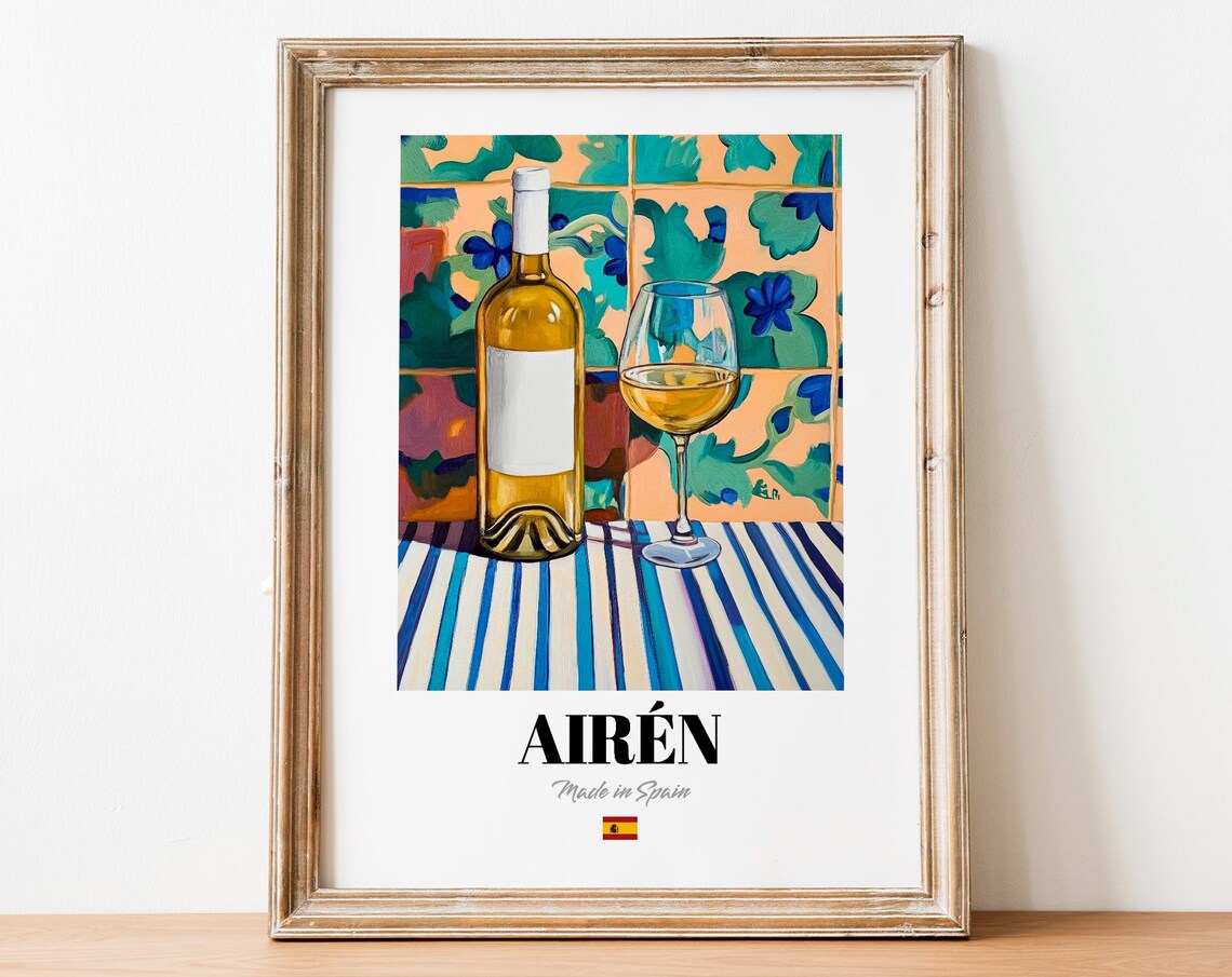 Airn Wine Wall Art Print Poster Crisp White Artwork For Kitchens