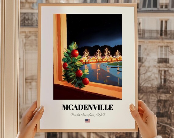 Mcadenville North Carolina Usa Christmas Town Wall Art Print Poster Gift