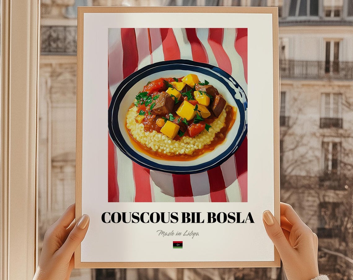 Couscous Bil Bosla Libyan Beef Stew Cuisine Food Art Kitchen Poster