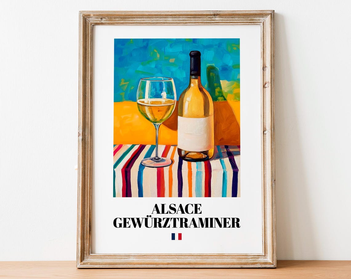 Alsace Gewurztraminer French Wine Still Life Rainbow Art Poster