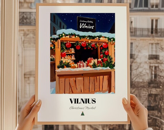 Vilnius Lithuania Christmas Market Wall Dcor Print Poster Kald Dovana Linksm